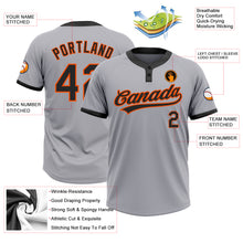 Load image into Gallery viewer, Custom Gray Black-Orange Two-Button Unisex Softball Jersey
