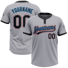 Load image into Gallery viewer, Custom Gray Black Powder Blue-Orange Two-Button Unisex Softball Jersey