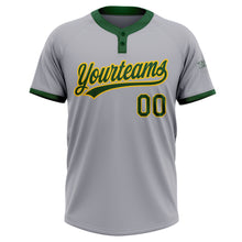 Load image into Gallery viewer, Custom Gray Green-Gold Two-Button Unisex Softball Jersey