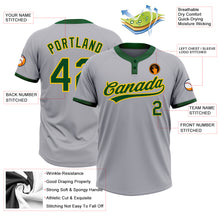 Load image into Gallery viewer, Custom Gray Green-Gold Two-Button Unisex Softball Jersey
