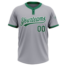 Load image into Gallery viewer, Custom Gray Kelly Green-White Two-Button Unisex Softball Jersey
