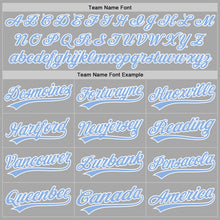 Load image into Gallery viewer, Custom Gray Light Blue-White Two-Button Unisex Softball Jersey