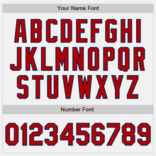 Load image into Gallery viewer, Custom White Red-Navy Two-Button Unisex Softball Jersey