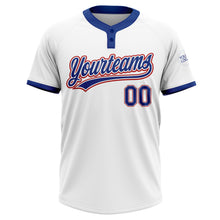 Load image into Gallery viewer, Custom White Royal-Red Two-Button Unisex Softball Jersey