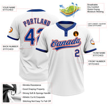 Load image into Gallery viewer, Custom White Royal-Red Two-Button Unisex Softball Jersey