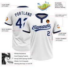 Load image into Gallery viewer, Custom White Navy-Powder Blue Two-Button Unisex Softball Jersey