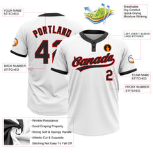Load image into Gallery viewer, Custom White Black-Red Two-Button Unisex Softball Jersey