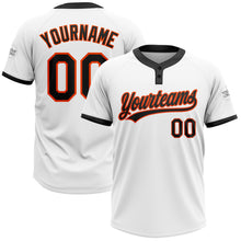 Load image into Gallery viewer, Custom White Black-Orange Two-Button Unisex Softball Jersey