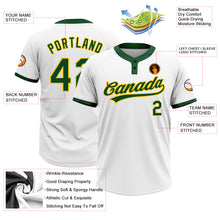 Load image into Gallery viewer, Custom White Green-Gold Two-Button Unisex Softball Jersey