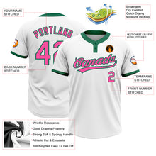 Load image into Gallery viewer, Custom White Pink-Kelly Green Two-Button Unisex Softball Jersey