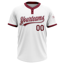 Load image into Gallery viewer, Custom White Crimson-Gray Two-Button Unisex Softball Jersey
