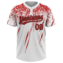 Load image into Gallery viewer, Custom White Red-Black 3D Pattern Two-Button Unisex Softball Jersey
