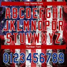 Load image into Gallery viewer, Custom White Royal-Red 3D American Flag Fashion Two-Button Unisex Softball Jersey