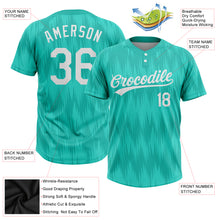 Load image into Gallery viewer, Custom Aqua White 3D Pattern Two-Button Unisex Softball Jersey