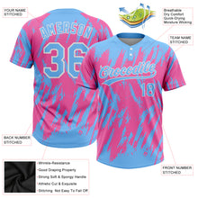 Load image into Gallery viewer, Custom Pink Powder Blue-White 3D Pattern Two-Button Unisex Softball Jersey