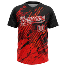 Load image into Gallery viewer, Custom Black Red-White 3D Pattern Two-Button Unisex Softball Jersey