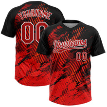 Load image into Gallery viewer, Custom Black Red-White 3D Pattern Two-Button Unisex Softball Jersey