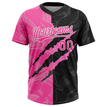 Load image into Gallery viewer, Custom Graffiti Pattern Pink-Black 3D Two-Button Unisex Softball Jersey