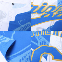 Load image into Gallery viewer, Custom Graffiti Pattern Royal-Old Gold 3D Two-Button Unisex Softball Jersey