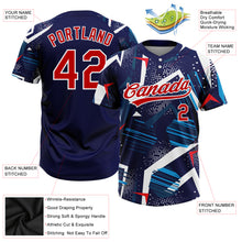 Load image into Gallery viewer, Custom Navy Red-White 3D Pattern Two-Button Unisex Softball Jersey