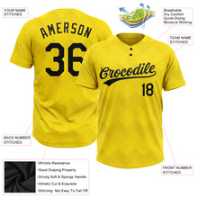 Load image into Gallery viewer, Custom Gold Black 3D Pattern Two-Button Unisex Softball Jersey