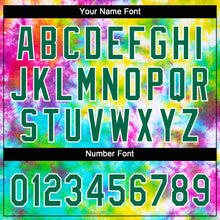 Load image into Gallery viewer, Custom Tie Dye Kelly Green-White 3D Rainbow Two-Button Unisex Softball Jersey