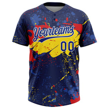 Load image into Gallery viewer, Custom Figure Royal Gold-Red 3D Pattern Two-Button Unisex Softball Jersey