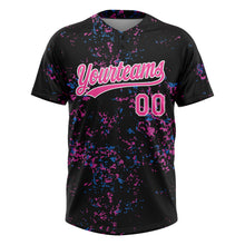 Load image into Gallery viewer, Custom Black Pink-White 3D Pattern Two-Button Unisex Softball Jersey