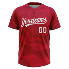Load image into Gallery viewer, Custom Red White 3D Pattern Two-Button Unisex Softball Jersey