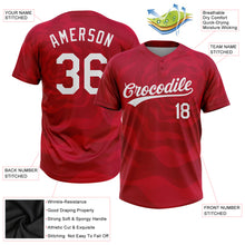 Load image into Gallery viewer, Custom Red White 3D Pattern Two-Button Unisex Softball Jersey