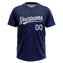 Load image into Gallery viewer, Custom Navy White 3D Pattern Two-Button Unisex Softball Jersey