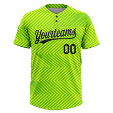 Load image into Gallery viewer, Custom Neon Green Black 3D Pattern Two-Button Unisex Softball Jersey