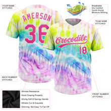 Load image into Gallery viewer, Custom Tie Dye Pink-Purple 3D Rainbow Two-Button Unisex Softball Jersey