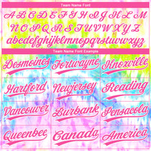 Load image into Gallery viewer, Custom Tie Dye Pink-Purple 3D Rainbow Two-Button Unisex Softball Jersey