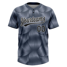 Load image into Gallery viewer, Custom Steel Gray Black-White 3D Pattern Two-Button Unisex Softball Jersey