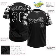 Load image into Gallery viewer, Custom Black Black-Camo 3D Pattern Two-Button Unisex Softball Jersey