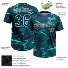 Load image into Gallery viewer, Custom Green Midnight Green-Teal 3D Pattern Two-Button Unisex Softball Jersey
