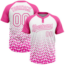 Load image into Gallery viewer, Custom Pink White 3D Pattern Two-Button Unisex Softball Jersey