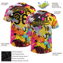 Load image into Gallery viewer, Custom Graffiti Pattern Black-Gold 3D Bright Psychedelic Two-Button Unisex Softball Jersey