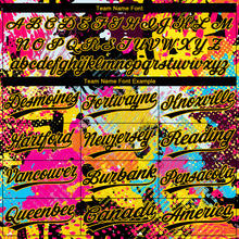 Load image into Gallery viewer, Custom Graffiti Pattern Black-Gold 3D Bright Psychedelic Two-Button Unisex Softball Jersey