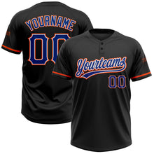 Load image into Gallery viewer, Custom Black Royal-Orange Two-Button Unisex Softball Jersey