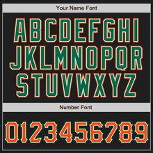 Load image into Gallery viewer, Custom Black Orange-Kelly Green Two-Button Unisex Softball Jersey