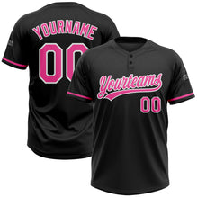 Load image into Gallery viewer, Custom Black Pink-White Two-Button Unisex Softball Jersey