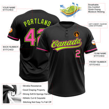 Load image into Gallery viewer, Custom Black Pink-Neon Green Two-Button Unisex Softball Jersey