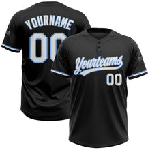 Load image into Gallery viewer, Custom Black White-Light Blue Two-Button Unisex Softball Jersey