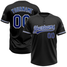 Load image into Gallery viewer, Custom Black Royal-White Two-Button Unisex Softball Jersey