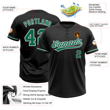 Load image into Gallery viewer, Custom Black Kelly Green-White Two-Button Unisex Softball Jersey