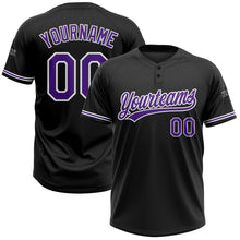 Load image into Gallery viewer, Custom Black Purple-White Two-Button Unisex Softball Jersey