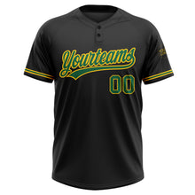 Load image into Gallery viewer, Custom Black Kelly Green-Yellow Two-Button Unisex Softball Jersey