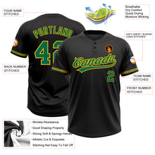 Load image into Gallery viewer, Custom Black Kelly Green-Yellow Two-Button Unisex Softball Jersey